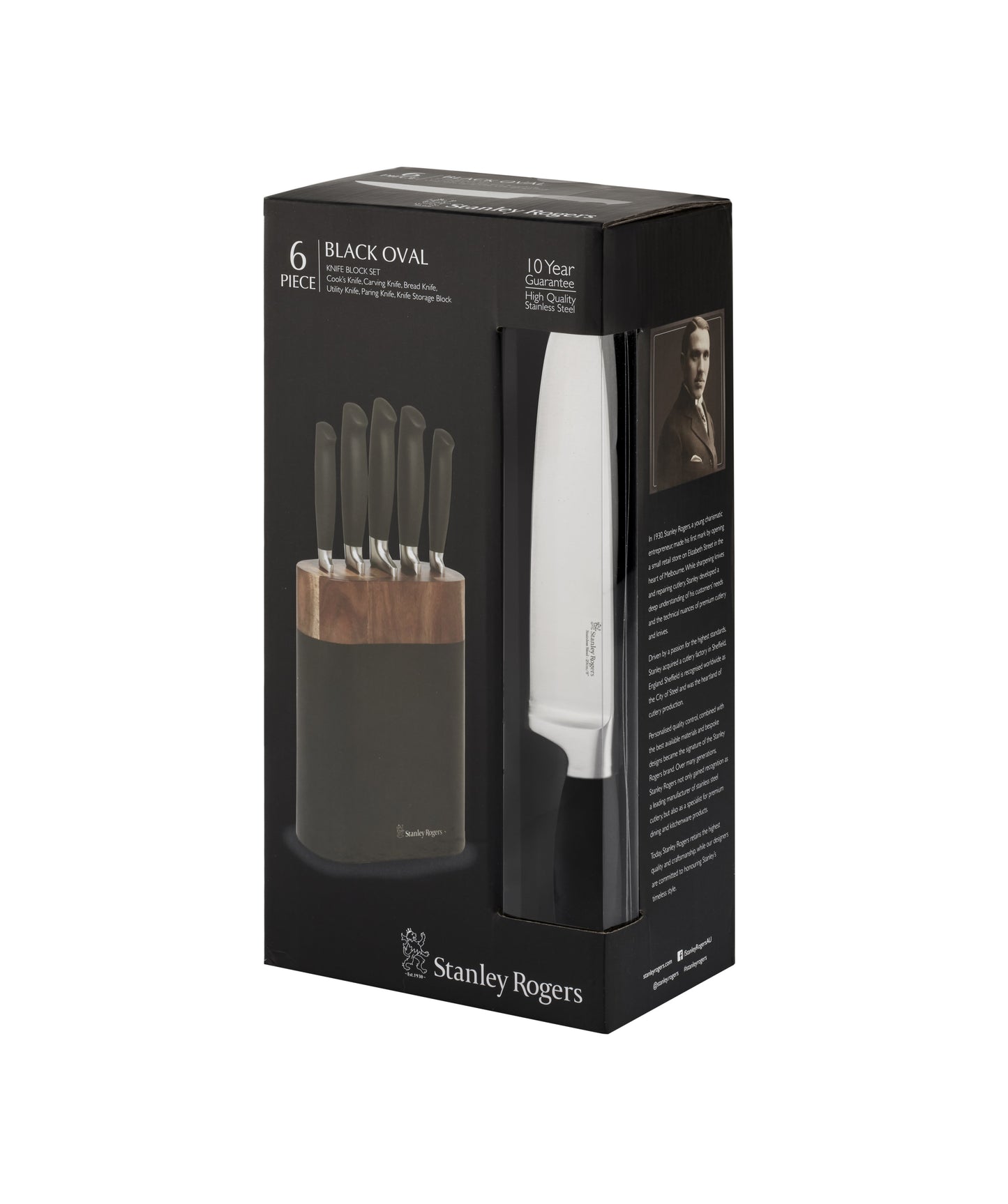 Black Oval 6-Piece Knife Block