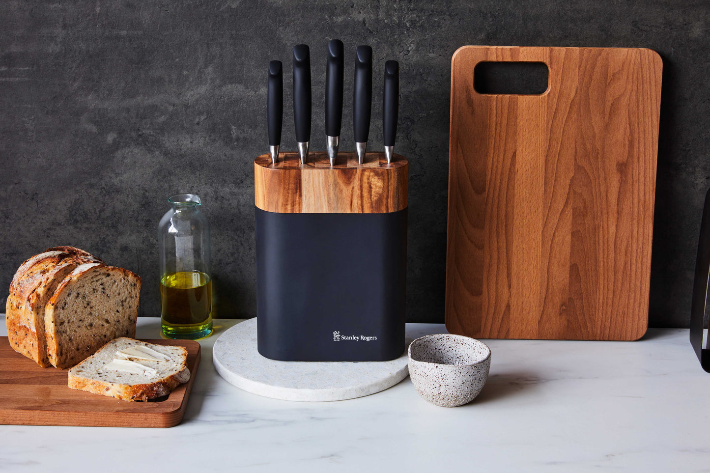 Black Oval 6-Piece Knife Block