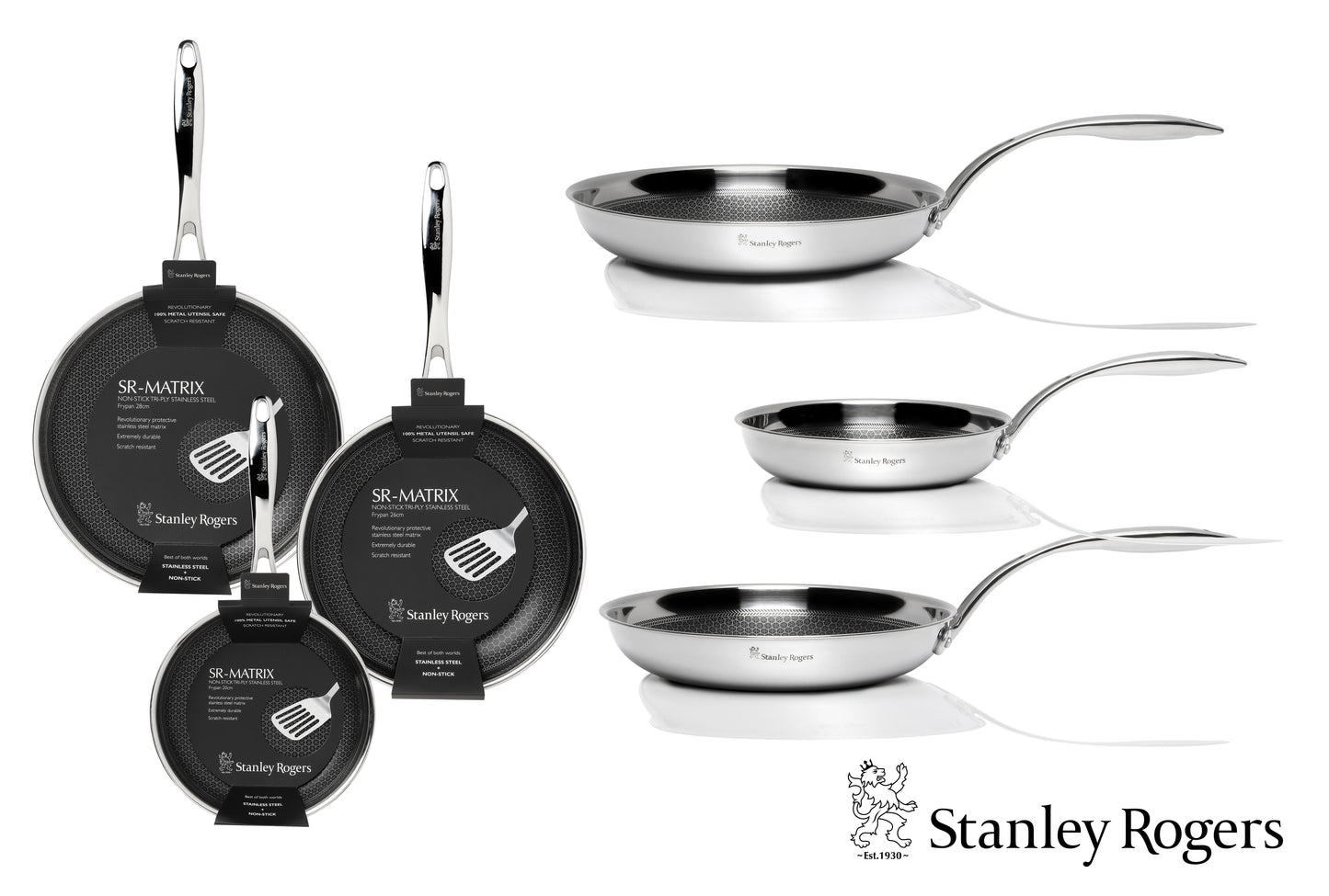 Stanley Rogers Matrix Bundle 20/26/28cm 3 Piece Frying Pan Set