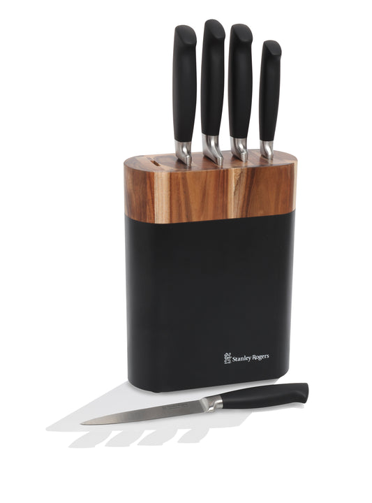 Black Oval 6-Piece Knife Block