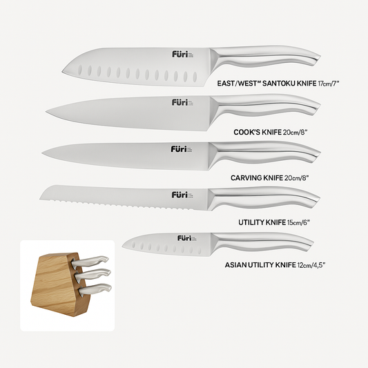 Furi Duo-Angled Block & 6 Knife Set